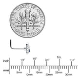 20G 7mm Blue Clear Gem Abstract Arch L Shape Nose Ring