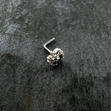 20G 7mm Blue Clear Gem Abstract Arch L Shape Nose Ring