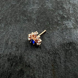 20G 1/4 Blue Clear Gem Rose Gold Tone Glamour Flare Nose Bone