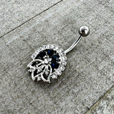 Clear Blue Gem Abstract Arch Belly Ring