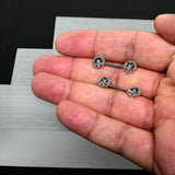 14G 1/2 Blue Clear Gem Abstract Arch Barbell Nipple Ring Set