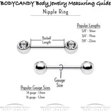 14G 1/2 Blue Clear Gem Abstract Arch Barbell Nipple Ring Set