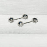 14G 1/2 Blue Clear Gem Abstract Arch Barbell Nipple Ring Set
