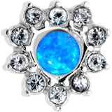 20G 7mm Blue Faux Opal Heart Sun L Shape Nose Ring