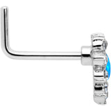 20G 7mm Blue Faux Opal Heart Sun L Shape Nose Ring