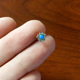 20G 7mm Blue Faux Opal Heart Sun L Shape Nose Ring
