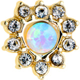 20G 7mm White Faux Opal Gold Tone Heart Sun L Shape Nose Ring