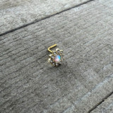 20G 7mm White Faux Opal Gold Tone Heart Sun L Shape Nose Ring