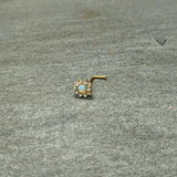 20G 7mm White Faux Opal Gold Tone Heart Sun L Shape Nose Ring