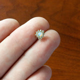 20G 7mm White Faux Opal Gold Tone Heart Sun L Shape Nose Ring