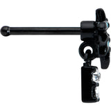 20G 1/4 Clear Gem Black Night Palm Tree Dangle Nose Bone