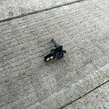 20G 1/4 Clear Gem Black Night Palm Tree Dangle Nose Bone