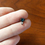 20G 1/4 Clear Gem Black Night Palm Tree Dangle Nose Bone