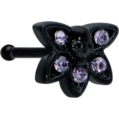 20G 1/4 Purple Gem Black Skull Blossom Nose Bone