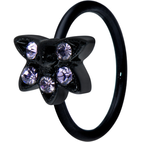 20G 5/16 Purple Gem Black Skull Blossom Nose Hoop
