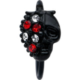 20G 5/16 Red Clear Gem Black Skull Halloween Nose Hoop