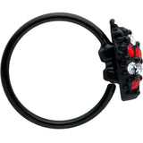 20G 5/16 Red Clear Gem Black Skull Halloween Nose Hoop