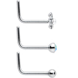 20G 1/4 Aurora Clear CZ Gem Flower L Shape Nose Ring Set of 6