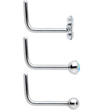 20G 1/4 Clear CZ Gem Flower Disc L Shape Nose Ring Set of 6