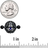 14G 9/16 Purple Gem Black Regal Crown Heart Nipple Shield Set