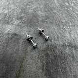 3mm Blue Crystal Implant Grade Titanium Stud Earrings