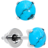 3.5mm Blue Turquoise Stone Implant Grade Titanium Stud Earrings