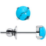 3.5mm Blue Turquoise Stone Implant Grade Titanium Stud Earrings