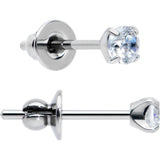 3mm Clear CZ Gem Implant Grade Titanium Stud Earrings