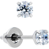 3mm Clear CZ Gem Implant Grade Titanium Stud Earrings