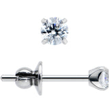 3mm Clear CZ Gem Implant Grade Titanium Stud Earrings