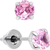 4mm Pink CZ Gem Implant Grade Titanium Stud Earrings
