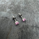 4mm Pink CZ Gem Implant Grade Titanium Stud Earrings