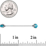 14G Blue Turquoise Stone Claw Hands Industrial Barbell 38mm