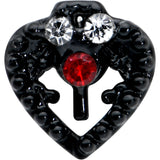 20G 7.5mm Red Clear Gem Black Key Heart L Shape Nose Ring