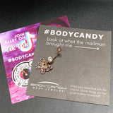 Blue Clear Gem Rose Gold Tone Butterfly Wings Dangle Belly Ring