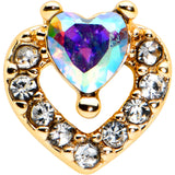 20G 1/4 Aurora Gem Gold Tone Rococo Heart L Shape Nose Ring