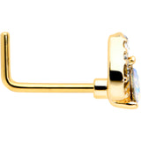 20G 1/4 Aurora Gem Gold Tone Rococo Heart L Shape Nose Ring