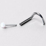 18G 1/4 White Synth Opal G23 Titanium Threadless Left Nose Screw