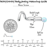 18G 1/4 White Synth Opal G23 Titanium Threadless Left Nose Screw