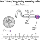 18G 1/4 Purple Synth Opal G23 Titanium Threadless Left Nose Screw