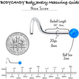 20G 1/4 Blue Synth Opal G23 Titanium Threadless Left Nose Screw