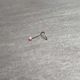 20G 1/4 Pink Synth Opal G23 Titanium Threadless Left Nose Screw