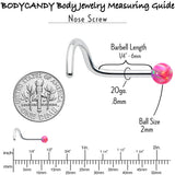 20G 1/4 Pink Synth Opal G23 Titanium Threadless Left Nose Screw