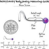 20G 1/4 Purple Synth Opal G23 Titanium Threadless Left Nose Screw