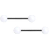 14G 9/16 Matte White Aurora Barbell Nipple Ring Set