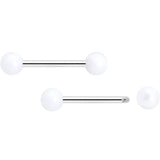 14G 9/16 Matte White Aurora Barbell Nipple Ring Set
