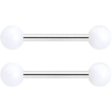 14G 9/16 Matte White Aurora Barbell Nipple Ring Set