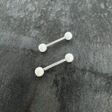 14G 9/16 Matte White Aurora Barbell Nipple Ring Set