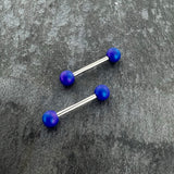 14G 9/16 Matte Blue Aurora Barbell Nipple Ring Set