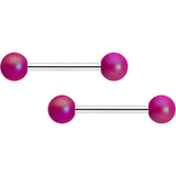 14G 9/16 Matte Purple Aurora Barbell Nipple Ring Set
